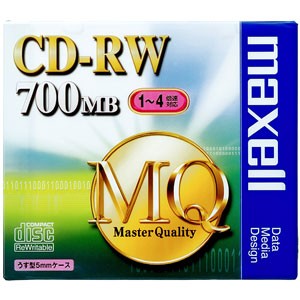 マクセル CDRW80MQ.S1P データ用4倍速対応CD-RW 1枚パック　700MB[CDRW80MQS1P] 返品種別A