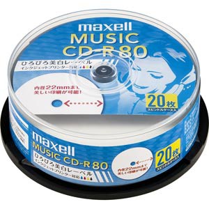 マクセル CDRA80WP.20SP 音楽用CD-R80分20枚パックmaxell　音楽用CD-R ひろびろ美白レーベルディスク[CDRA80WP20SP] 返品種別A