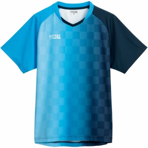 ヴィクタス 男女兼用 卓球用ゲームシャツ（ターコイズ×ネイビー・サイズ：2XL） TSP-612101-5160-2XL返品種別A