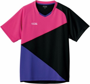 ヴィクタス 男女兼用 卓球用ゲームシャツ（ホットピンク×ブラック・サイズ：S） TSP-612103-7110-S返品種別A