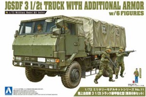 アオシマ 【再生産】1/72 ミリタリーモデルキット No.11 陸上自衛隊3 1/2t トラック装甲強化型（隊員6体セット）【12086】プラモデル  返