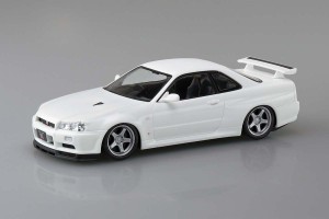 アオシマ 1/32 ザ・スナップキット No.11-SP3 ニッサン R34スカイラインGT-R カスタムホイール(ホワイトパール)【66324】プラモデル  返