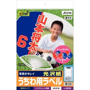 エーワン 38906 うちわ用ラベル 光沢紙 ホワイト A4判 1面 8シート入[38906] 返品種別A