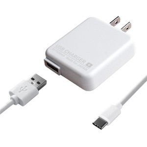 カシムラ AJ-550 USB1ポートAC充電器 USB-IF規格TYPE-C充電通信ケーブル1m 1.5A (ホワイト)[AJ550] 返品種別A