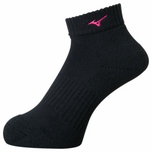 ミズノ ショートソックス ユニセックス(ブラック×ベリーピンク・サイズ：25〜27cm) MIZUNO バレーボール V2MX80019725-27返品種別A