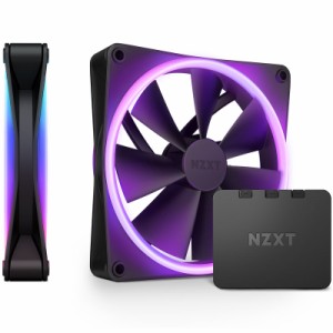 NZXT RF-D14DF-B1 NZXT 140mm 両面RGBファン 2個＆RGB照明コントローラーセットモデル ブラック[RFD14DFB1] 返品種別B