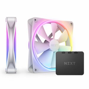 NZXT RF-D14DF-W1 NZXT 140mm 両面RGBファン 2個＆RGB照明コントローラーセットモデル ホワイト[RFD14DFW1] 返品種別B