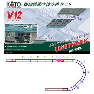 カトー (N) 20-871 ユニトラック V12 複線立体交差セット(カント付きカーブレール) カトー 20-871 V12フクセンセン返品種別B