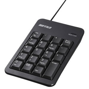 バッファロー BSTKH100BK 有線テンキーボード Tabキー USBハブ付き（ブラック）[BSTKH100BK] 返品種別A