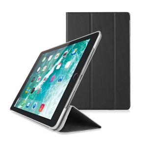 エレコム TB-A18RWVBK iPad 9.7インチ（2018年/2017年モデル）用 フラップカバー 背面クリア ソフトレザー 2アングル スリープ対応（ブラ