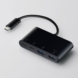エレコム U3HC-A423P5BK USB A 2ポート Type-C 2ポートコネクタ搭載USBハブ(ブラック)ELECOM[U3HCA423P5BK] 返品種別A