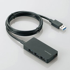 エレコム U3H-A408SBK USB3.0対応ACアダプタ付き4ポートUSBハブ（ブラック）[U3HA408SBK] 返品種別A