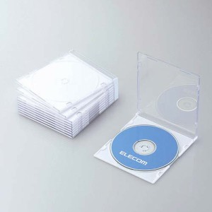 エレコム CCD-JSCS10WH Blu-ray/DVD/CDケース 10枚セット（スリム/PS/1枚収納・ホワイト）[CCDJSCS10WH] 返品種別A