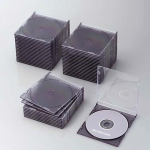 エレコム CCD-JSCS50CBK Blu-ray/DVD/CDケース 50枚セット（スリム/PS/1枚収納・クリアブラック）[CCDJSCS50CBK] 返品種別A