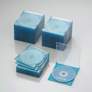 エレコム CCD-JSCS50CBU Blu-ray/DVD/CDケース 50枚セット（スリム/PS/1枚収納・クリアブルー）[CCDJSCS50CBU] 返品種別A