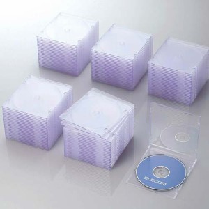 エレコム CCD-JSCS100CR Blu-ray/DVD/CDケース 100枚セット（スリム/PS/1枚収納・クリア）[CCDJSCS100CR] 返品種別A