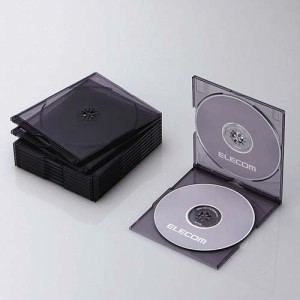 エレコム CCD-JSCSW10CBK Blu-ray/DVD/CDケース 10枚セット（スリム/PS/2枚収納・クリアブラック）[CCDJSCSW10CBK] 返品種別A