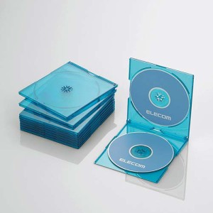エレコム CCD-JSCSW10CBU Blu-ray/DVD/CDケース 10枚セット（スリム/PS/2枚収納・クリアブルー）[CCDJSCSW10CBU] 返品種別A