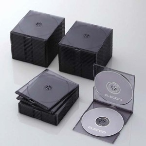 エレコム CCD-JSCSW50CBK Blu-ray/DVD/CDケース 50枚セット（スリム/PS/2枚収納・クリアブラック）[CCDJSCSW50CBK] 返品種別A