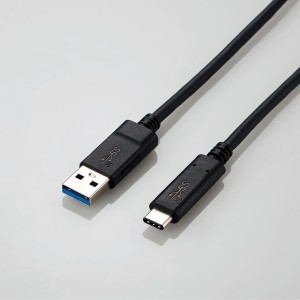 エレコム USB3-AC10NBK USB3.1ケーブル A to C 3A 1.0m[USB3AC10NBK] 返品種別A