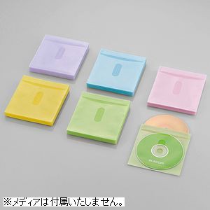 エレコム Blu-ray/CD/DVD対応不織布ケース 両面収納タイトルカード付 60枚入/120枚収納（5色アソート）  CCD-NIWB120ASO返品種別A