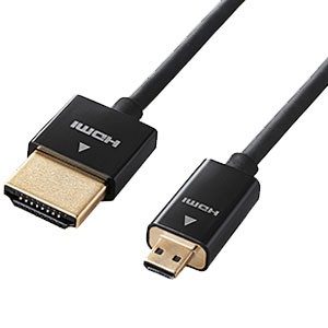 エレコム DH-HD14SSU10BK スリムHDMIケーブル(1.0m)【HDMI⇔Micro-HDMI】ELECOM[DHHD14SSU10BK] 返品種別A