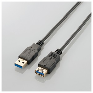 エレコム USB3-EX20BK 極細USB3.0延長ケーブル(Aオス-Aメス) 2.0m（ブラック）[USB3EX20BK] 返品種別A