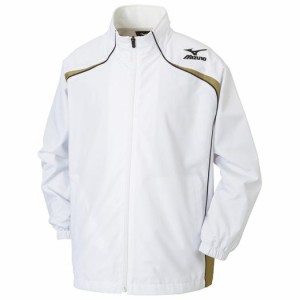 ミズノ ジュニア ウィンドブレーカーシャツ（ホワイト×ゴールド×ブラック・サイズ：150） MIZUNO W2JE690101150返品種別A