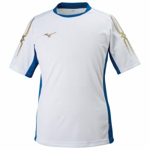 ミズノ フィールドシャツ　ユニセックス(ホワイト×ターキッシュブルー・サイズ：M) P2MA830001M返品種別A