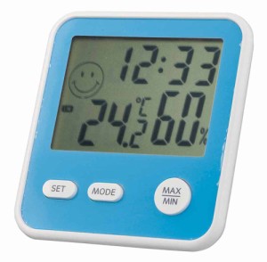 エンペックス TD-8326 デジタル Mini 温度・湿度計 時計（アクアブルー）EMPEX[TD8326] 返品種別A