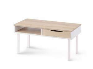 アイリスオーヤマ ウッドセンターテーブル(ウォームホワイト/ライトナチュラル・幅80×奥行38×高さ41cm) IRIS WCT-800返品種別A