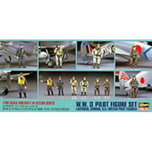 ハセガワ 1/48 WW2パイロットフィギアセット（日・独・米・英）【X48-7】  返品種別B