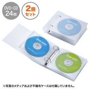 サンワサプライ FCD-RG24CLN CD・DVDリング式ファイルケース（24枚収納・クリア）[FCDRG24CLN] 返品種別A