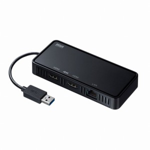 サンワサプライ USB-CVU3HD3 USB3.1-HDMIディスプレイアダプタ(4K対応・ 2出力・LAN-ポート付き)[USBCVU3HD3] 返品種別A