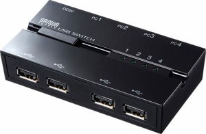 サンワサプライ SW-US44HMG 磁石付きUSB2.0手動切替器（ハブ付き・4回路）[SWUS44HMG] 返品種別A