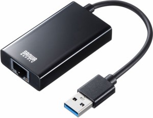 サンワサプライ USB-CVLAN3BKN USB3.2-LAN変換アダプタ（USBハブポート付・ブラック）[USBCVLAN3BKN] 返品種別A