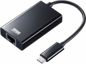 サンワサプライ USB-CVLAN4BKN USB3.2 TypeC-LAN変換アダプタ（USBハブポート付・ブラック）[USBCVLAN4BKN] 返品種別A