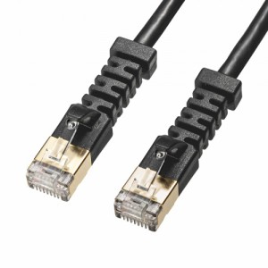 サンワサプライ KB-T6ASYL-03BK 4方向固定CAT6A STP LANケーブル（ブラック・3m）[KBT6ASYL03BK] 返品種別A