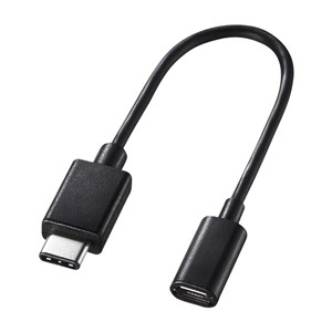 サンワサプライ AD-USB25CMCB USB2.0変換アダプタケーブル 0.1m [micro B-TypeC]（ブラック）SANWA SUPPLY[ADUSB25CMCB] 返品種別A