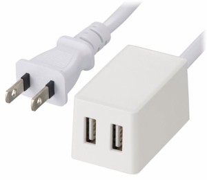 オーム HS-3MUSB-22 USB充電器（USB2ポート・3m）OHM 00-1660[HS3MUSB22] 返品種別A
