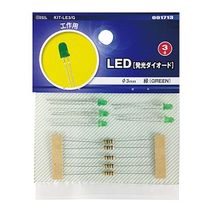 オーム KIT-LE3/G LED 発光ダイオード　5個入（緑）OHM[KITLE3G] 返品種別A