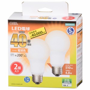 オーム LDA5L-G AG53 2P LED電球　一般電球形 510lm(電球色相当) 【2個セット】OHM[LDA5LGAG532P] 返品種別A