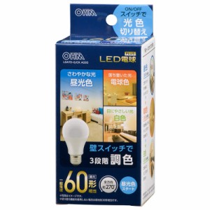 オーム LDA7D-G/CK AG93 LED電球 一般電球形 3段階調色　昼光色スタート　815lm(白色相当)OHM[LDA7DGCKAG93] 返品種別A