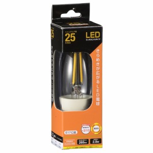 オーム LDC2L-E17 C6 LED電球 フィラメントシャンデリア形 260lm（電球色相当)OHM[LDC2LE17C6] 返品種別A