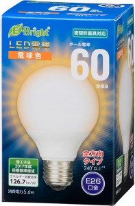 オーム LDG6L-G 7AG20 LED電球 ボール電球形 710lm（電球色相当）OHM　E-Bright[LDG6LG7AG20] 返品種別A