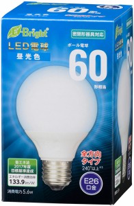 オーム LDG6D-G 7AG20 LED電球 ボール電球形 750lm（昼光色相当）OHM[LDG6DG7AG20] 返品種別A