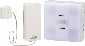 オーム ワイヤレスチャイムセット（扉センサー送信機＋光フラッシュ電池式受信機） OHM　monban CUBE OCH-SET25-BLUE返品種別A