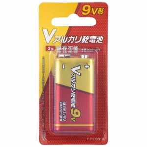 オーム 6LR61VN1B アルカリ乾電池9V形（1本入）OHM　Vアルカリ乾電池[6LR61VN1B] 返品種別A