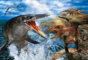 ビバリー 恐竜＆生物 最強の戦い　ティラノサウルス VS モササウルス 300ピース【93-165】ジグソーパズル  返品種別B