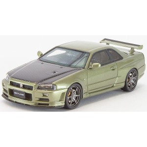 MARK43 1/43 日産 スカイライン GT-R V-SpecII（BNR34）カーボンボンネット ミレニアムジェイド【PM4301CMJ】ミニカー  返品種別B